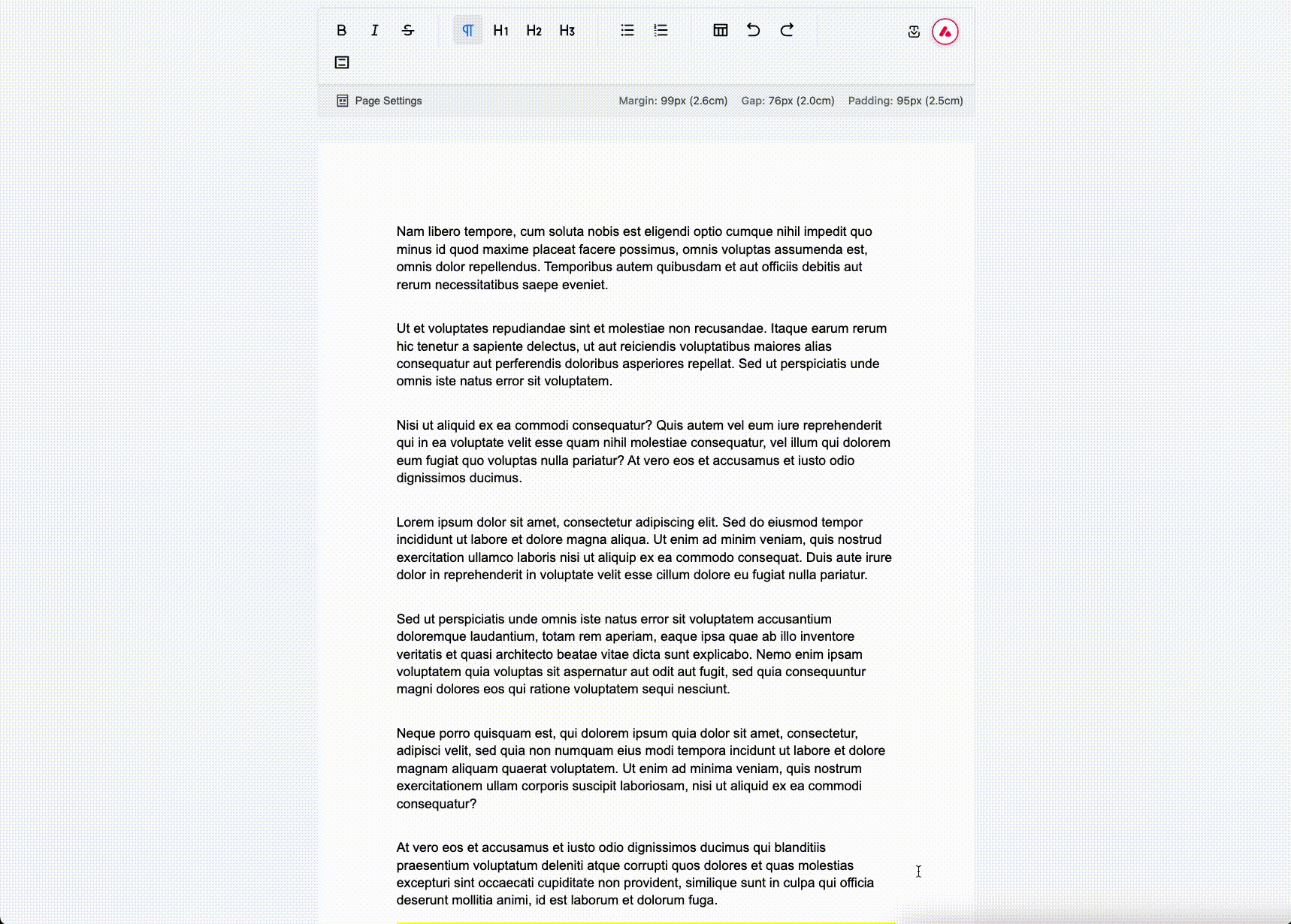 Debug visualization showing the spacer pattern